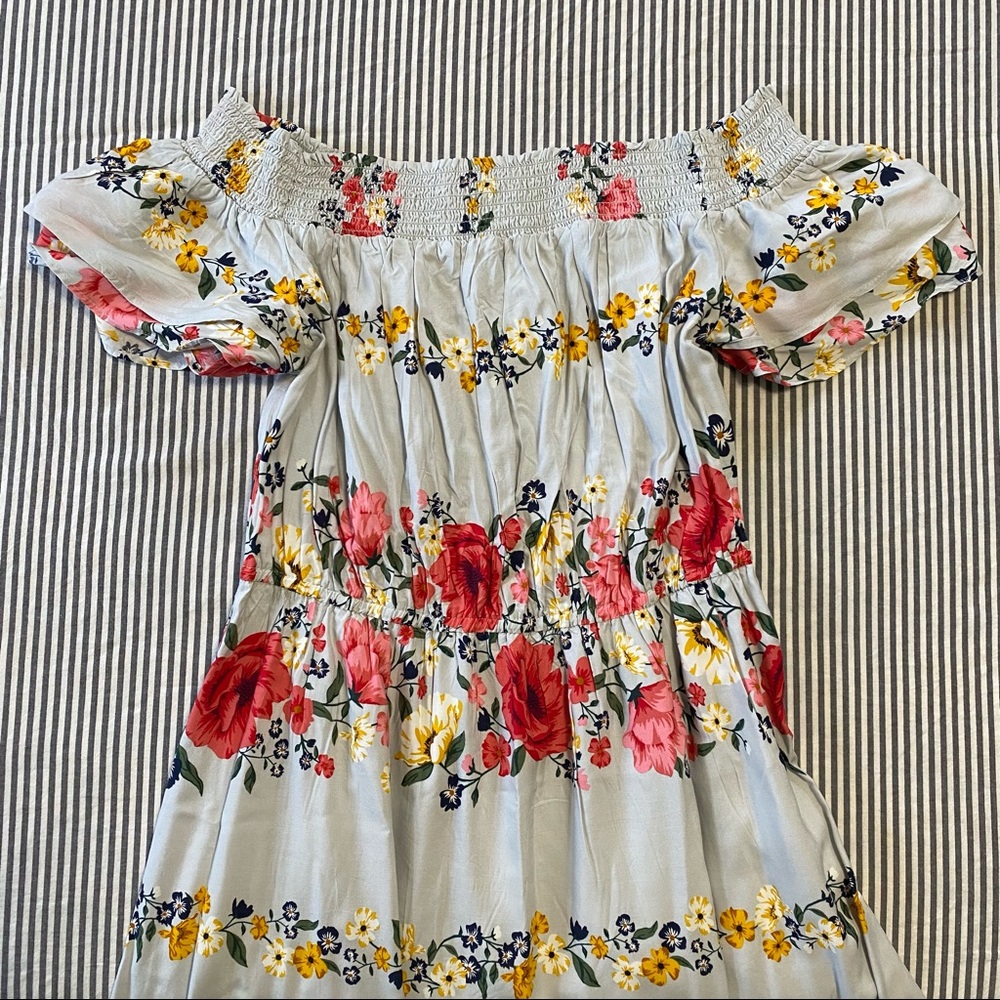 Off shoulder floral MIDI dress